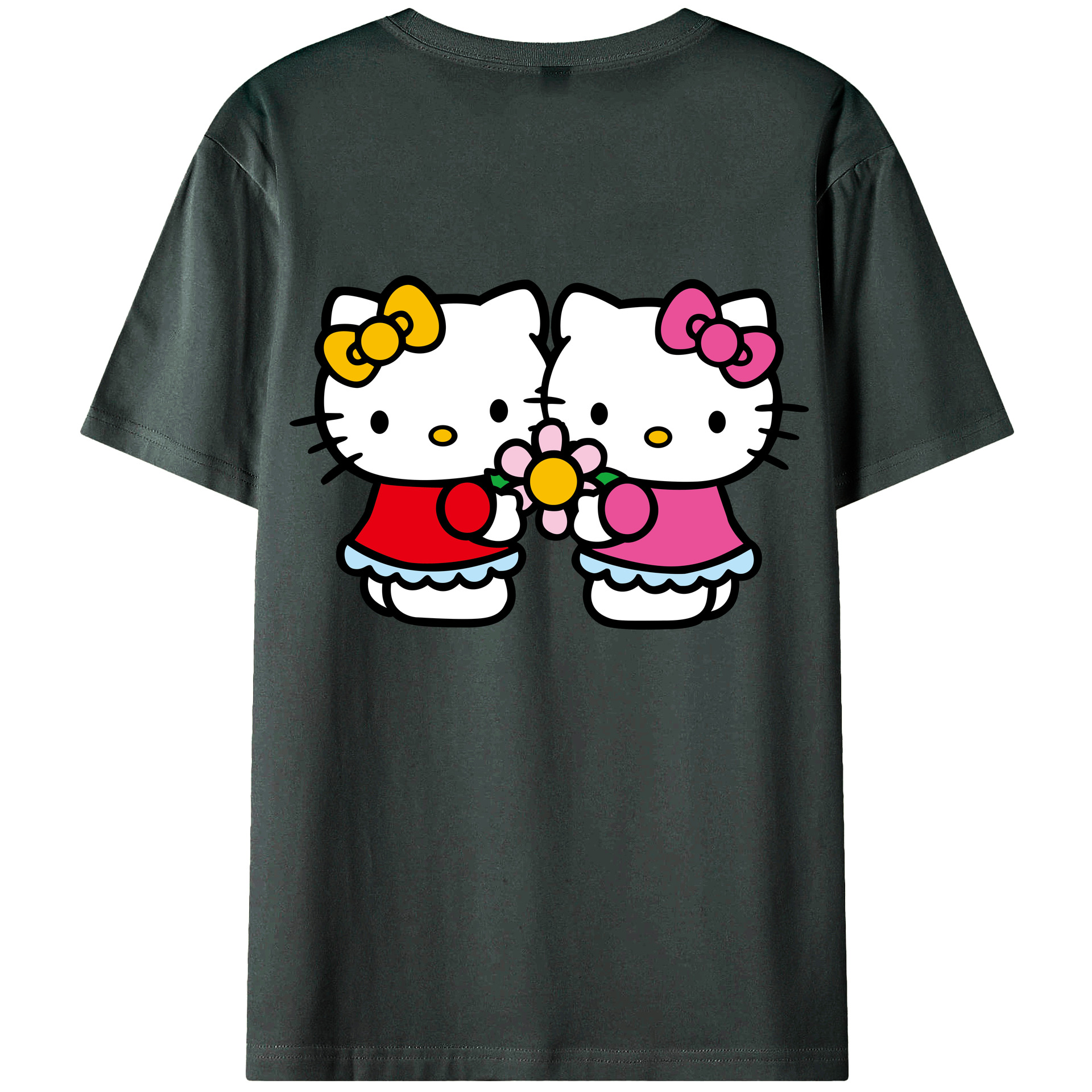 （画像用） Hello Kitty ハローキティ 綿100％ メンズ半袖Tシャツ（バックプリント） 通気性